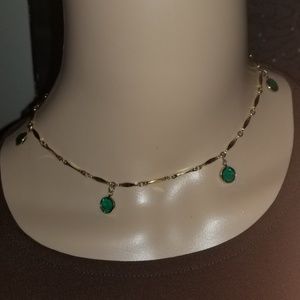 ***Gold necklace W/Green Stones***